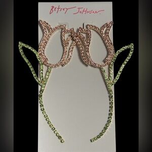 NWT•Betsey Johnson Crystal Tulip Drop Earrings